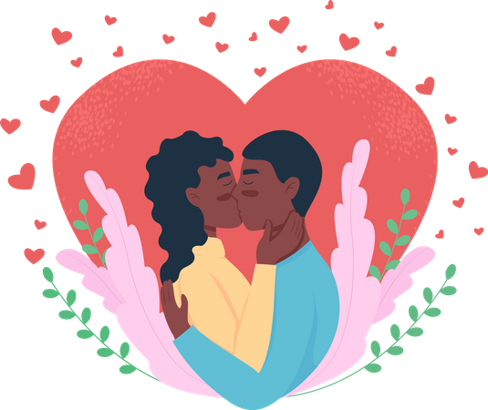 Paar küsst sich und feiert die Liebe  Illustration