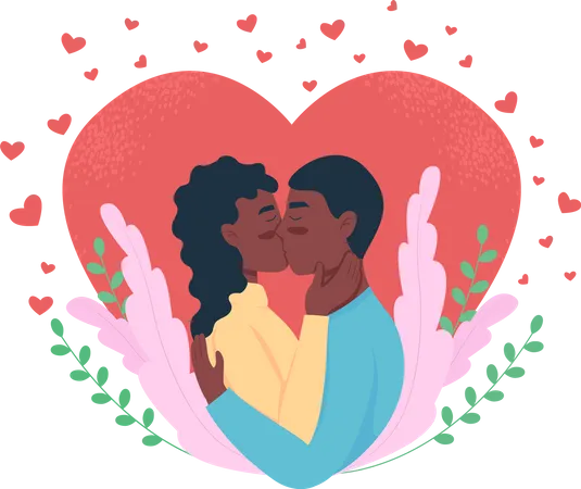 Paar küsst sich und feiert die Liebe  Illustration