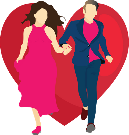 Paar läuft Valentinstag  Illustration