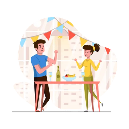 Paar macht Party  Illustration