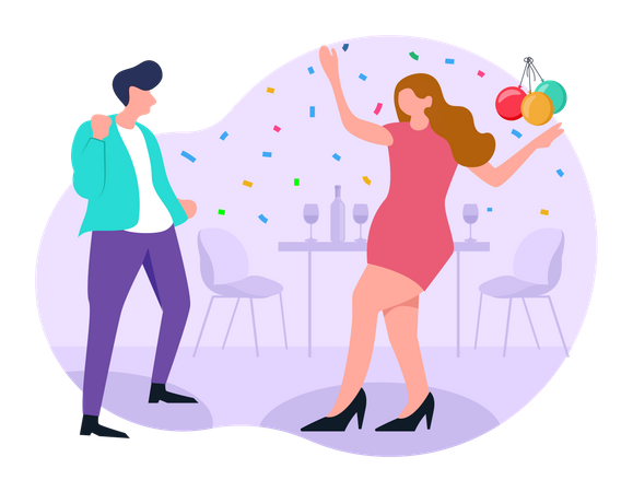 Paar macht Party  Illustration