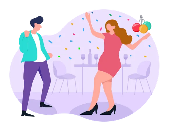 Paar macht Party  Illustration