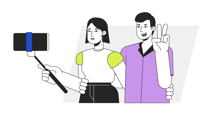 Paar macht Selfie  Illustration