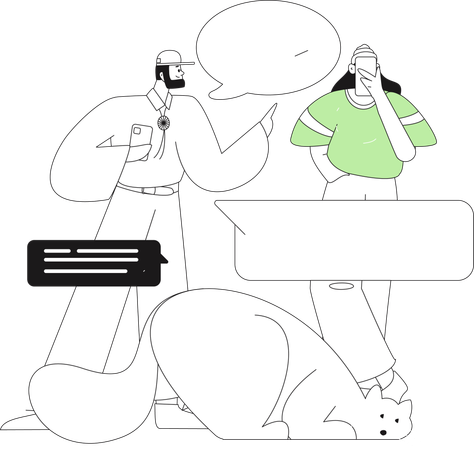 Paar macht Social-Media-Kommunikation  Illustration