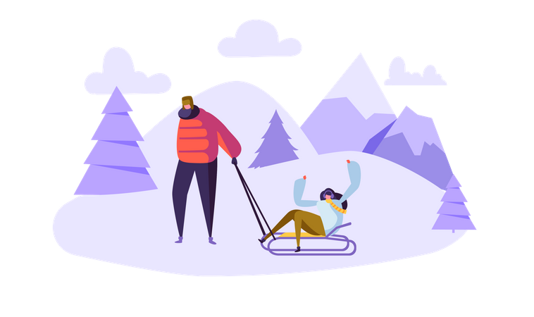 Paar bei Winteraktivitäten  Illustration