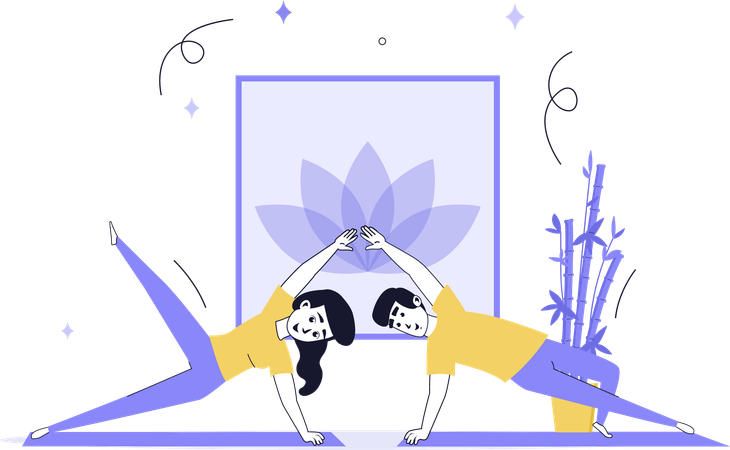 Paar macht Yoga zu Hause  Illustration