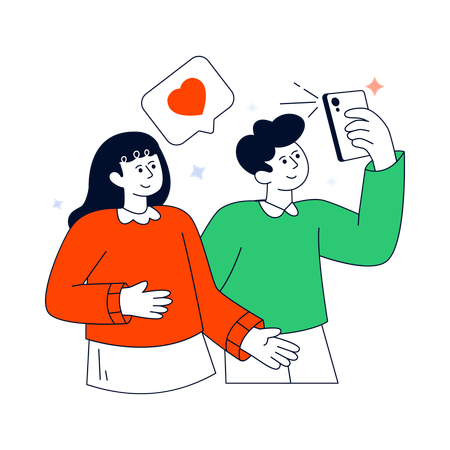 Paar macht zusammen Selfie  Illustration