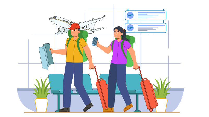 Paar macht zusammen Urlaub  Illustration