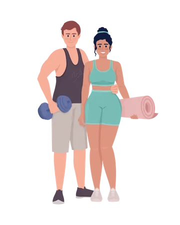 Paar mit Fitnessgeräten  Illustration