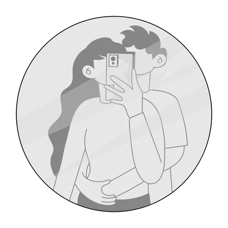 Paar posiert für Selfie  Illustration