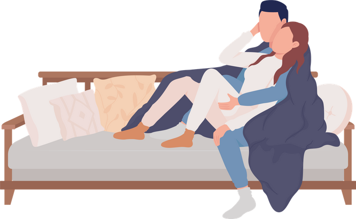 Paar ruht sich auf dem Sofa aus  Illustration