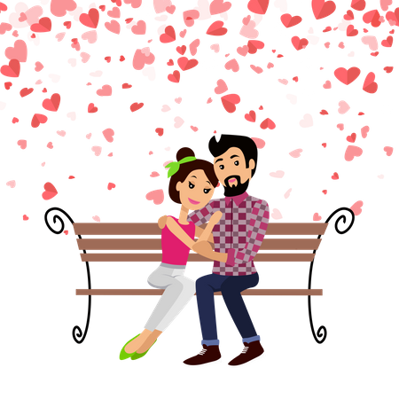 Paar sitzt auf der Bank  Illustration