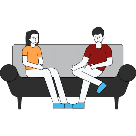 Paar sitzt auf dem Sofa  Illustration