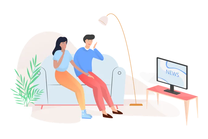 Paar sitzt zu Hause auf der Couch  Illustration