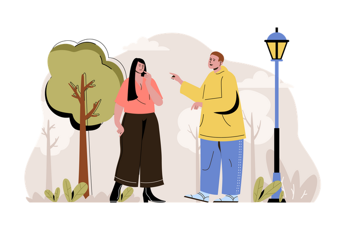 Paar steht im Park  Illustration