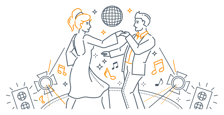 Paar tanzt in der Disco  Illustration