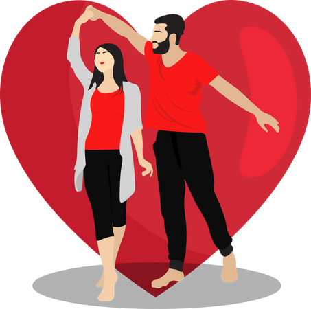 Paar tanzt zum Valentinstag  Illustration