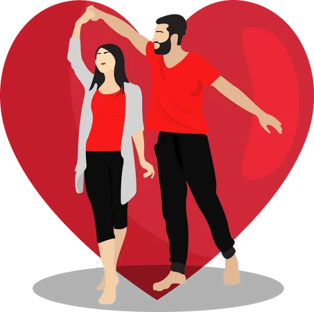 Paar tanzt zum Valentinstag  Illustration