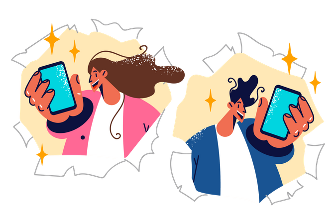 Paar telefoniert per Videoanruf  Illustration
