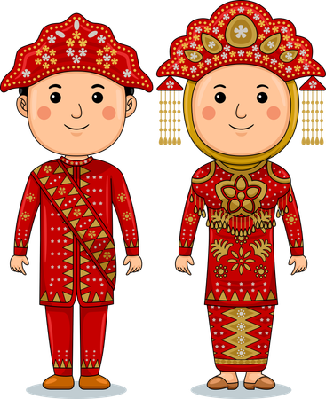 Paar trägt traditionelle Bangka-Belitung-Kleidung  Illustration