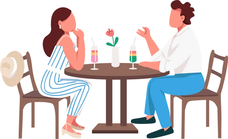 Paar trinkt gemeinsam tropische Cocktails  Illustration