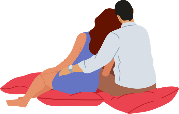 Paar umarmt sich beim Zusammensitzen  Illustration