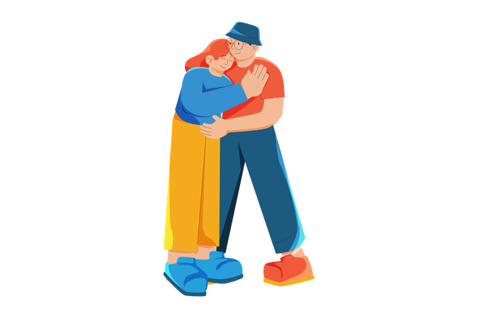 Paar umarmt sich  Illustration