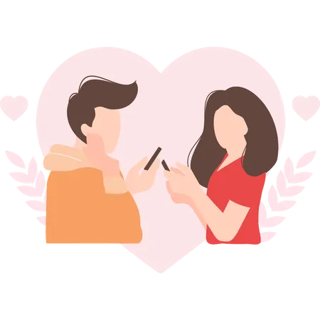 Paar unterhält sich über Dating-App  Illustration