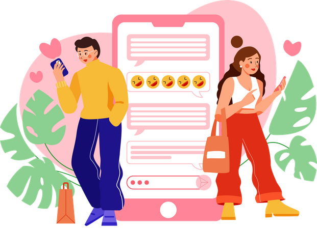 Paar unterhält sich über Dating-App  Illustration