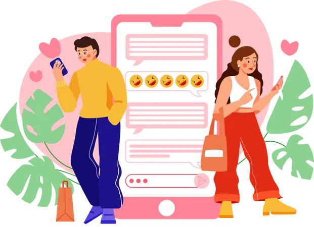 Paar unterhält sich über Dating-App  Illustration