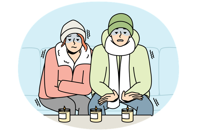 Paar wärmt sich an Kerzen  Illustration