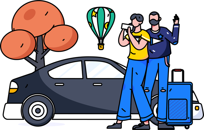 Paar wartet auf Taxi  Illustration