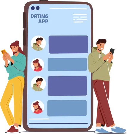 Paare chatten online über Dating-App  Illustration