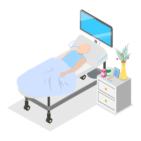 Paciente com câncer fazendo quimioterapia  Ilustração