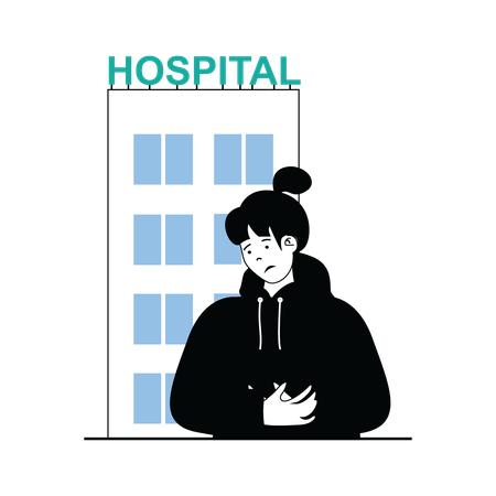 Paciente doente indo para o hospital  Illustration