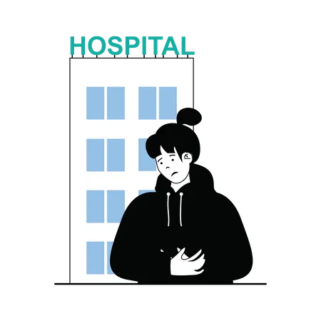 Paciente doente indo para o hospital  Illustration