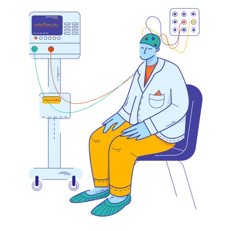 Paciente em tratamento de EEG  Ilustração