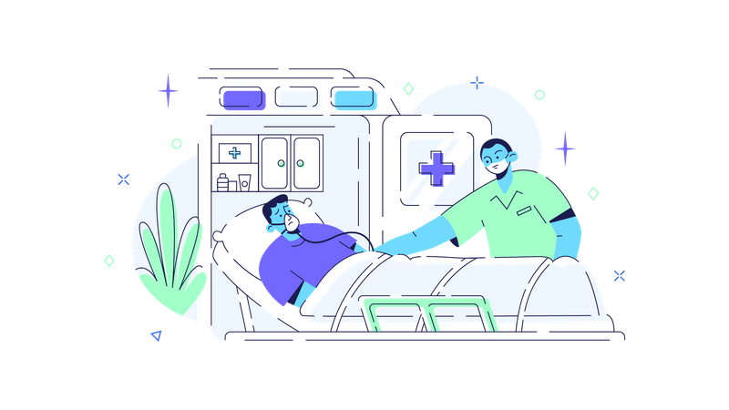 Paciente en ambulancia  Ilustración