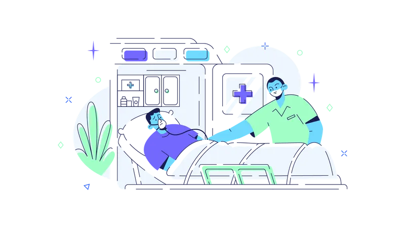 Paciente en ambulancia  Ilustración