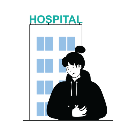 Paciente enfermo yendo al hospital  Ilustración