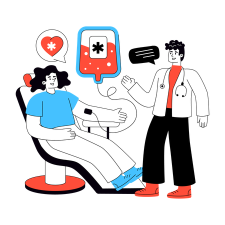 Paciente fazendo transfusão de sangue  Illustration