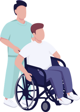 Paciente hospitalar em cadeira de rodas  Ilustração