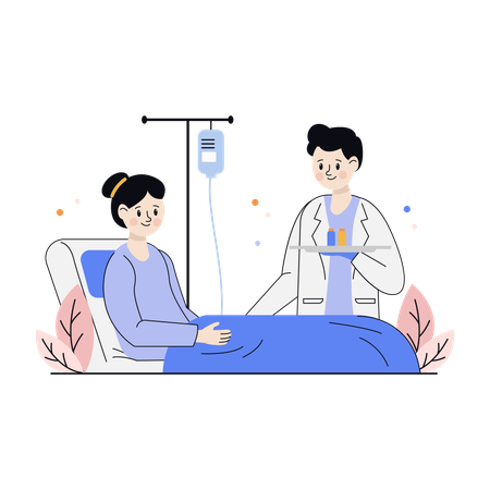 Paciente del hospital consultando con el médico  Ilustración