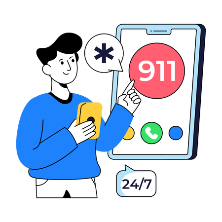Paciente llama al móvil 911  Ilustración