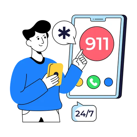 Paciente llama al móvil 911  Ilustración