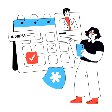 Paciente marca consulta médica  Illustration