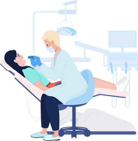Paciente nervioso en la cita con el dentista  Ilustración
