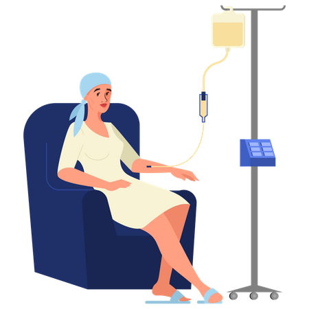 Paciente oncológico em quimioterapia  Ilustração