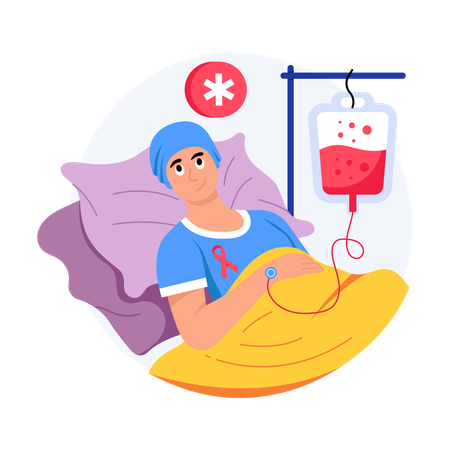 Paciente passa por quimioterapia  Ilustração