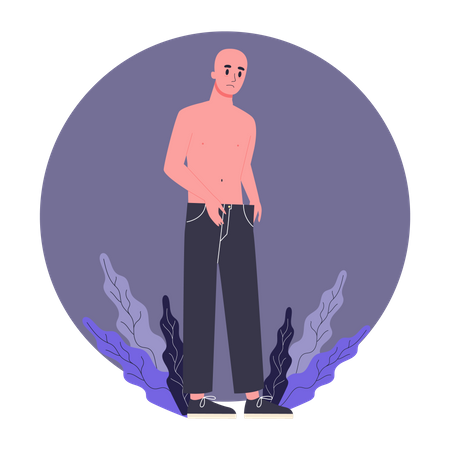 Paciente que sofre de grande perda de peso  Ilustração